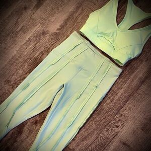 Fabletics Mint Green Leggings and Sports Bra Set